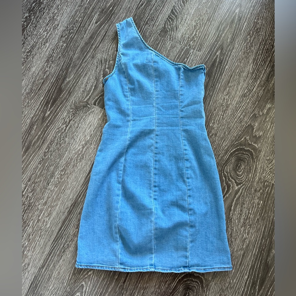 Altar’d State Denim mini dress one shoulder